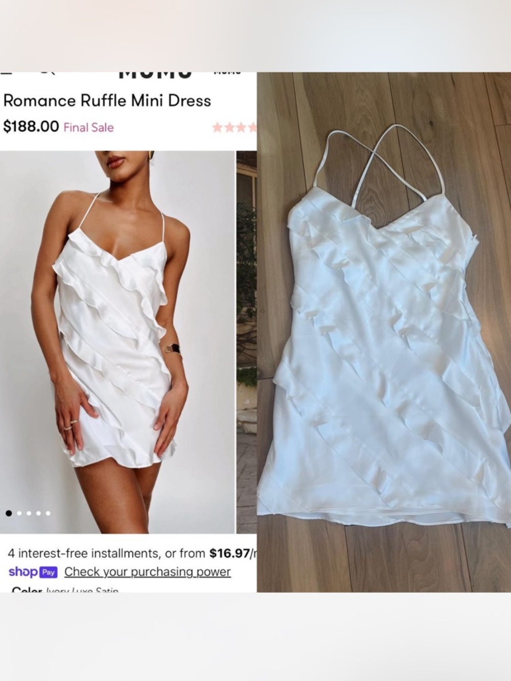 Show Me Your MuMu White Ruffle Slip Mini Dress